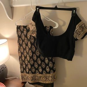 Heavily embellished Indian Pakistani saree w/pearls, sequins, thread wor…